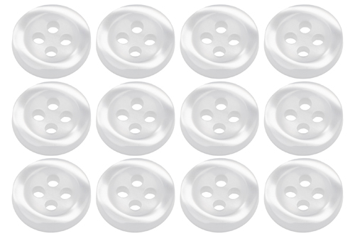 Pack of 12 White 18L 11mm Shirt Buttons Gents Shop